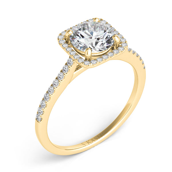 Yellow Gold Halo Engagement Ring - EN7330-1YG