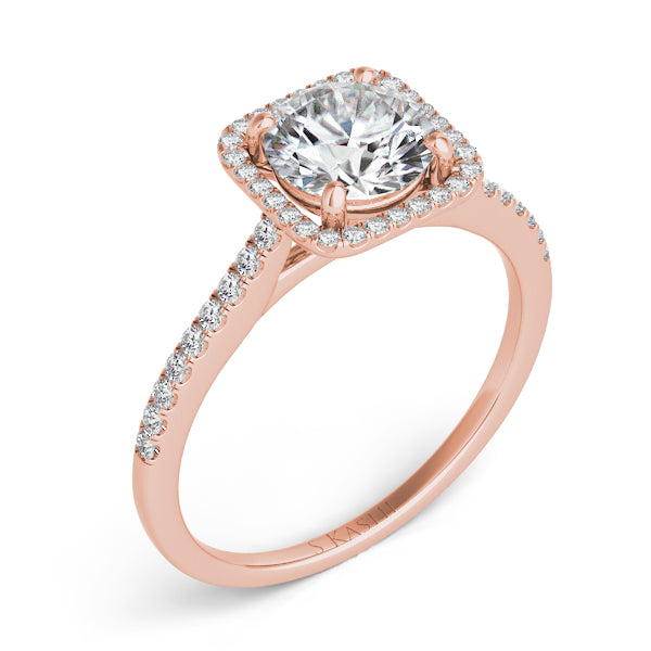 Rose Gold Halo Engagement Ring - EN7330-30RG