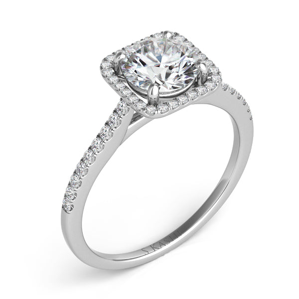 White Gold Halo Engagement Ring - EN7330-30WG