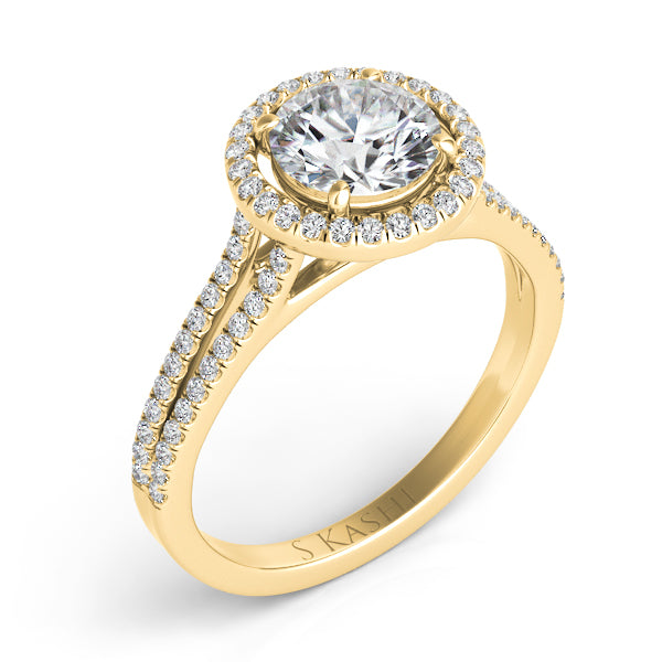 Yellow Gold Halo Engagement Ring - EN7331-15YG