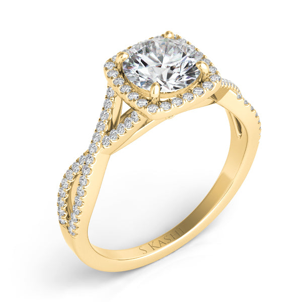 Yellow Gold Halo Engagement Ring - EN7333-1YG