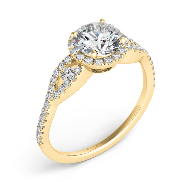 Yellow Gold Halo Engagement Ring - EN7365-1YG