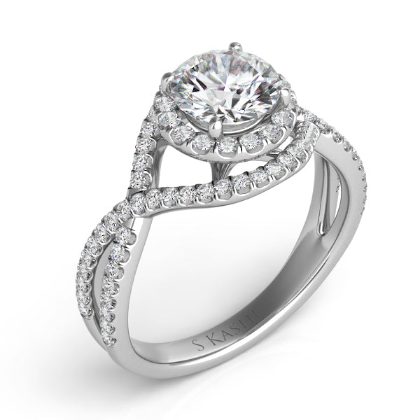 Platinum Halo Engagement Ring - EN7368-75PL