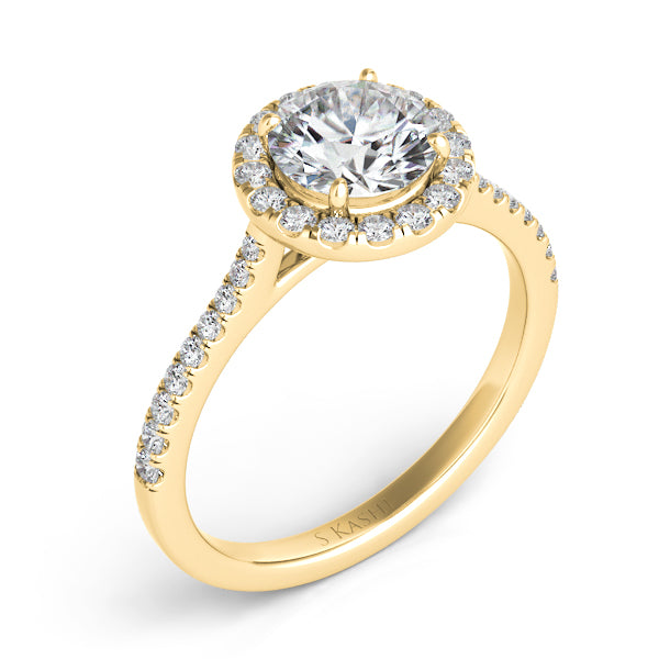 Yellow Gold Halo Engagement Ring - EN7370-15YG