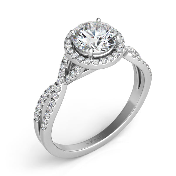 Platinum Halo Engagement Ring - EN7371-1PL