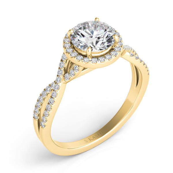 Yellow Gold Halo Engagement Ring - EN7371-1YG