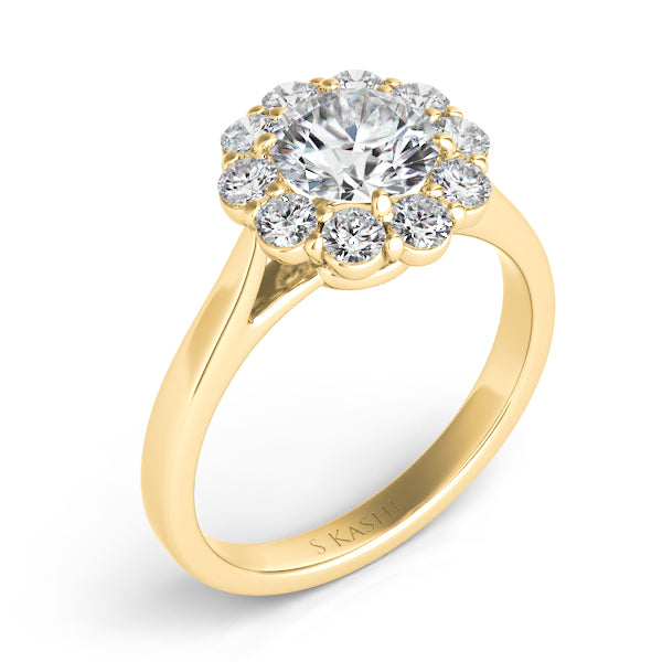 Yellow Gold Halo Engagement Ring - EN7376-15YG