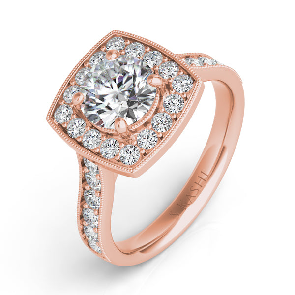 Rose Gold Halo Engagement Ring - EN7394-15RG