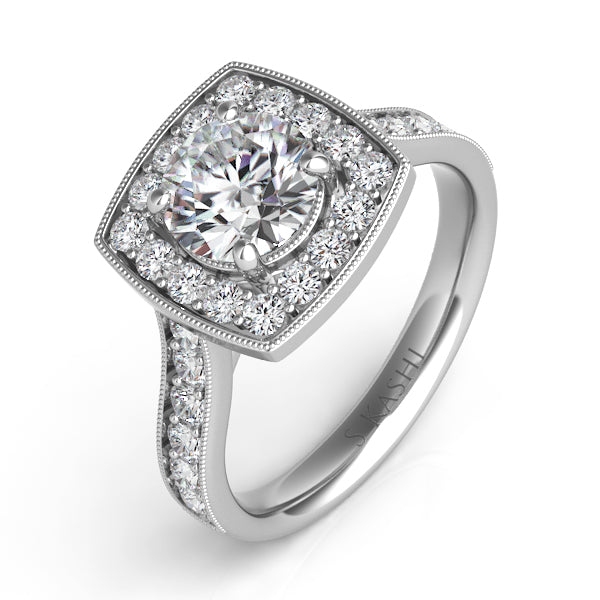 White Gold Halo Engagement Ring - EN7394-15WG