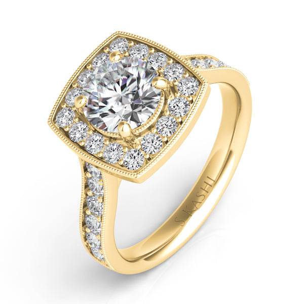 Yellow Gold Halo Engagement Ring - EN7394-15YG