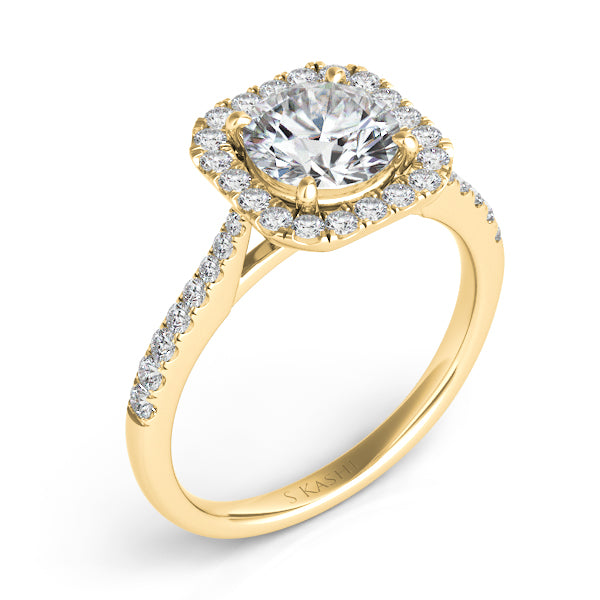 Yellow Gold Halo Engagement Ring - EN7400-15YG