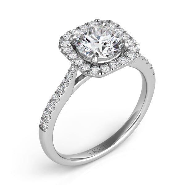 White Gold Halo Engagement Ring - EN7400-25WG