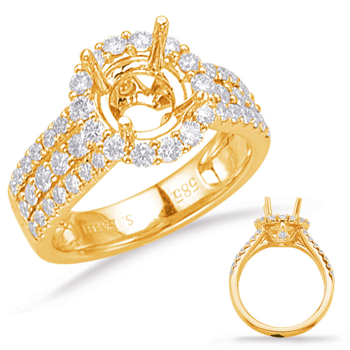 Yellow Gold Halo Engagement Ring - EN7409-125YG