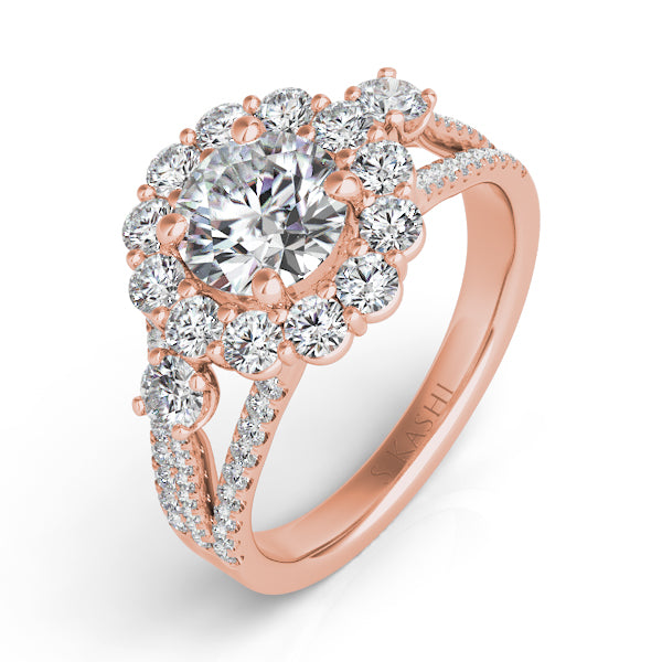 Rose Gold Halo Engagement Ring - EN7415-125RG