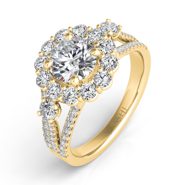 Yellow Gold Halo Engagement Ring - EN7415-125YG