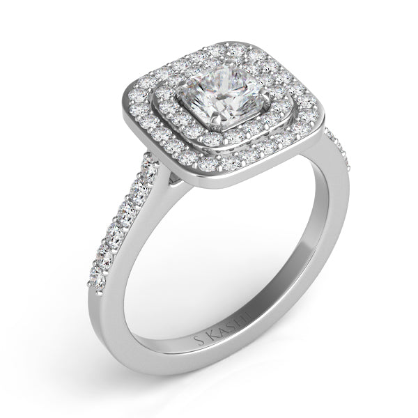 White Gold Halo Engagement Ring - EN7449-4.5MWG