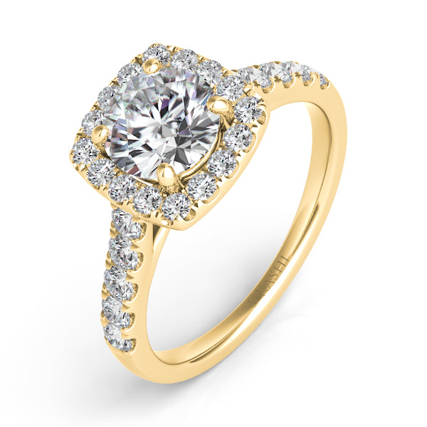 Yellow Gold Halo Engagement Ring - EN7452-15YG