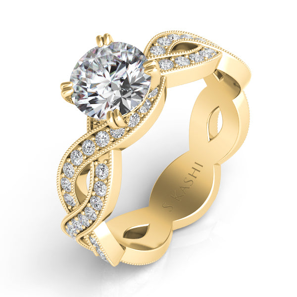 Yellow Gold Pave Engagement Ring - EN7478YG