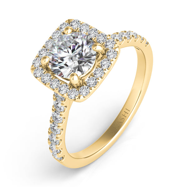 Yellow Gold Halo Engagement Ring - EN7486-1YG