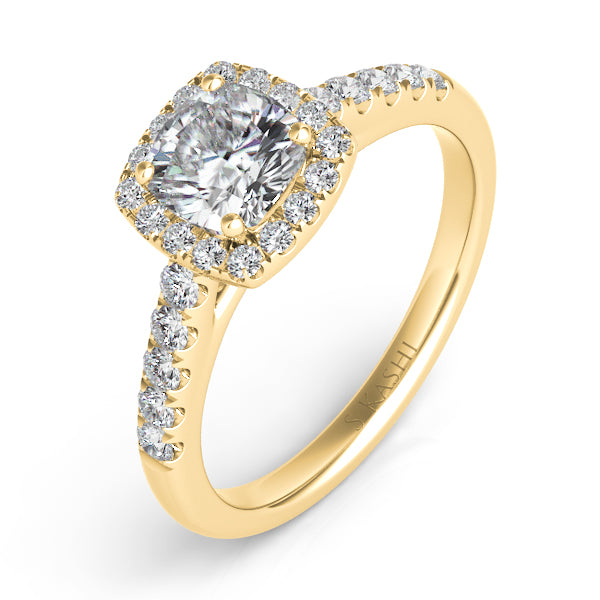 Yellow Gold Halo Ring - EN7487-4.5MYG