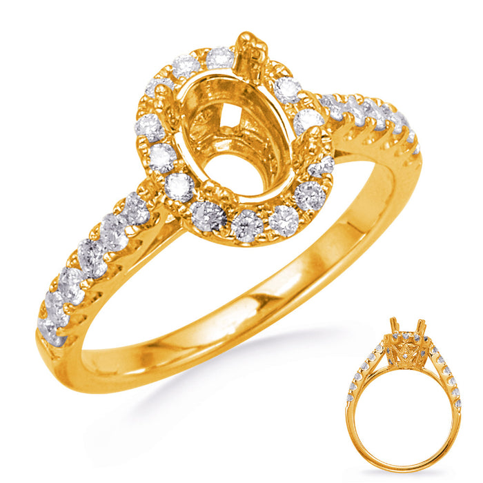 Yellow Gold Halo Engagement Ring - EN7497-7X5MYG