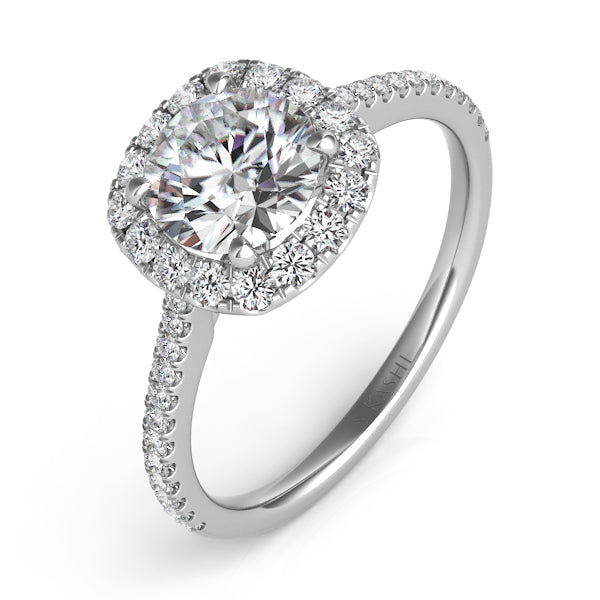 White Gold Halo Engagement Ring - EN7508-30WG