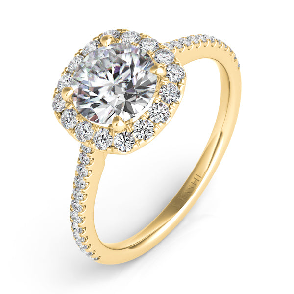 Yellow Gold Halo Engagement Ring - EN7508-30YG
