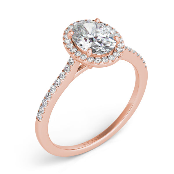 Rose Gold Halo Engagement Ring - EN7512-6X4MRG