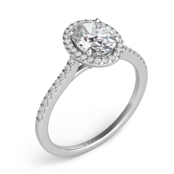 White Gold Halo Engagement Ring - EN7512-6X4MWG