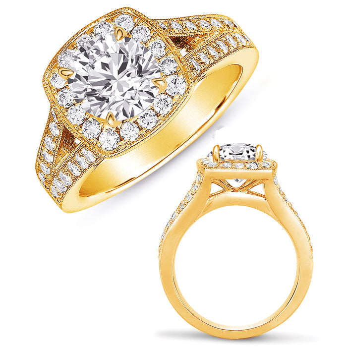 Yellow Gold Halo Ring - EN7515-1YG