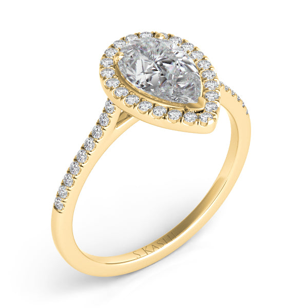 Yellow Gold Halo Engagement Ring - EN7519-6X4MYG