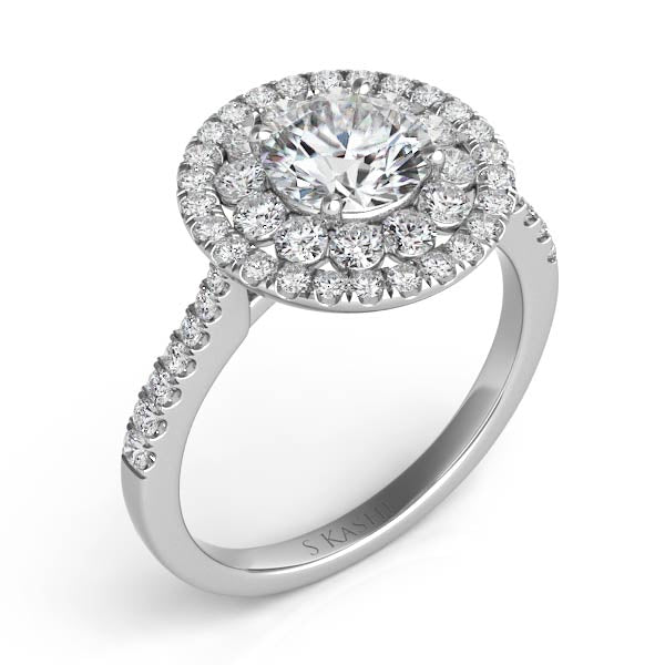 White Gold Halo Engagement Ring - EN7542-15WG