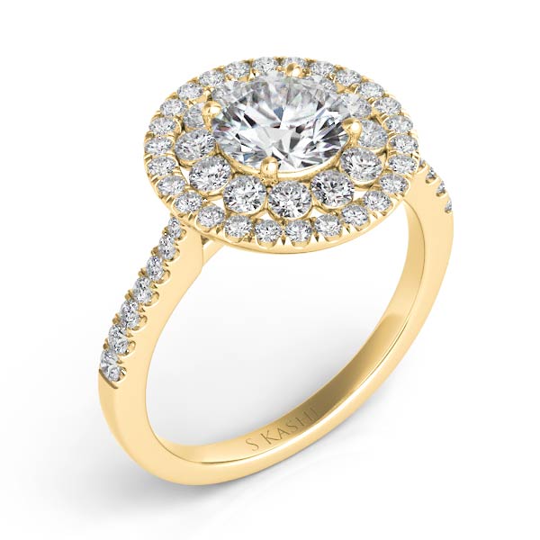 Yellow Gold Halo Engagement Ring - EN7542-1YG