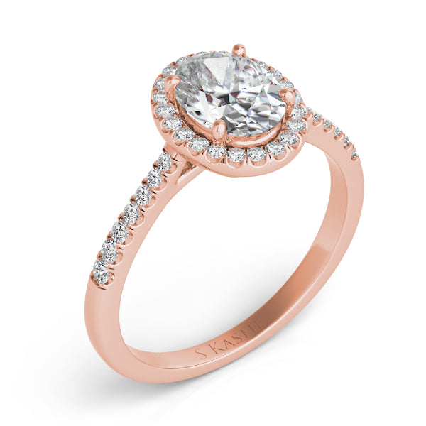 Rose Gold Halo Engagement Ring - EN7543-5X3MRG