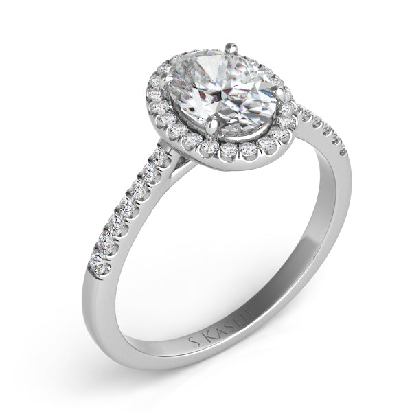 White Gold Halo Engagement Ring - EN7543-5X3MWG