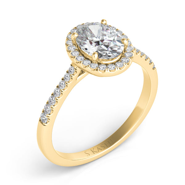 Yellow Gold Halo Engagement Ring - EN7543-6X4MYG