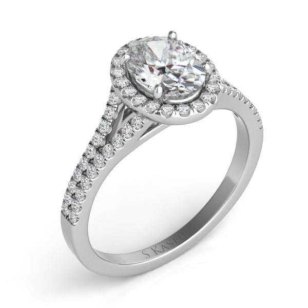 Platinum Halo Engagement Ring - EN7555-8X6MPL