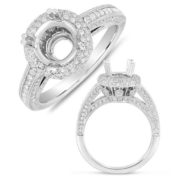 White Gold Halo Engagement Ring - EN7556-15WG