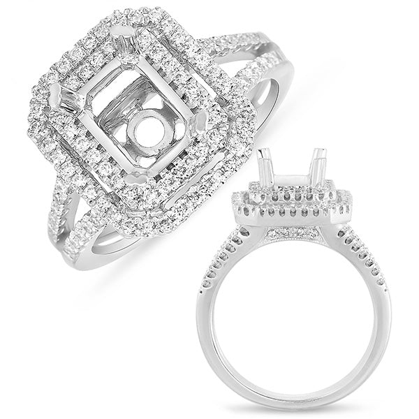 White Gold Pave Halo Ring - EN7558-8X6MWG