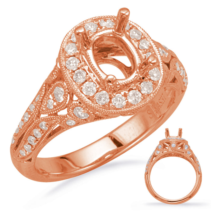 Rose Gold Halo Engagement Ring - EN7560-7X5MRG