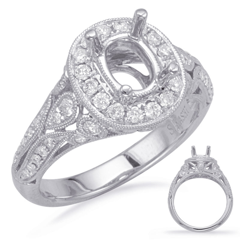 White Gold Halo Engagement Ring - EN7560-7X5MWG