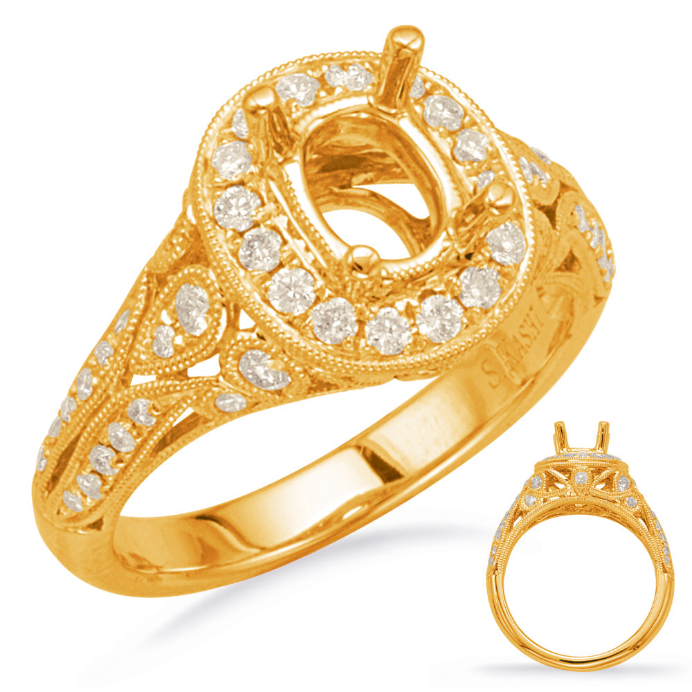 Wyellow Gold Halo Engagement Ring - EN7560-7X5MYG