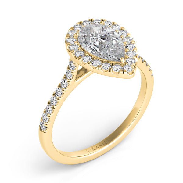 Yellow Gold Halo Engagement Ring - EN7569-10X7MYG