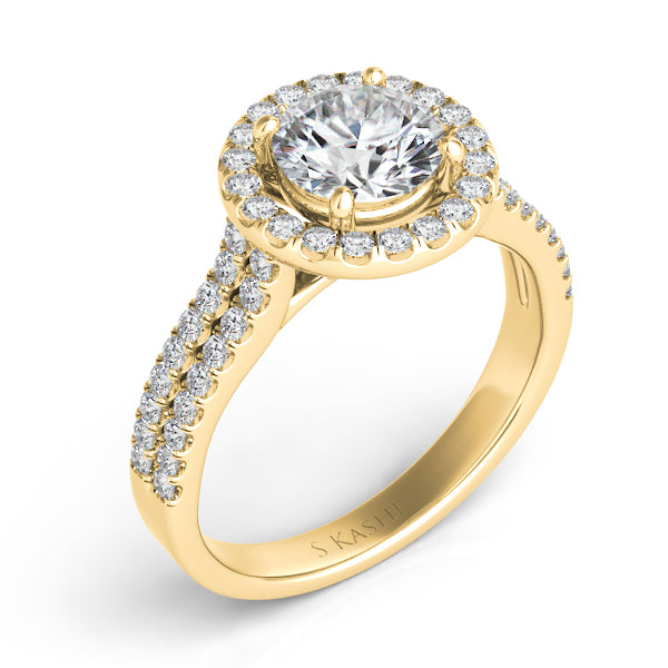 Yellow Gold Halo Engagement Ring - EN7571-1YG