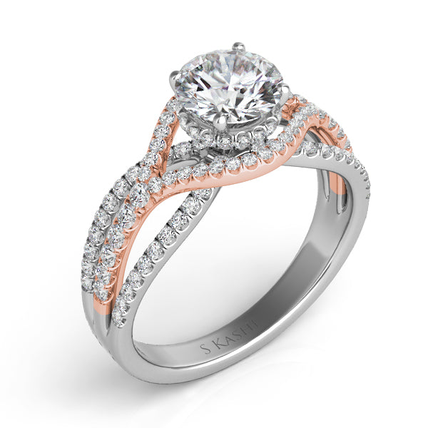 White & Rose Gold Engagement Ring - EN7592-1RDRW