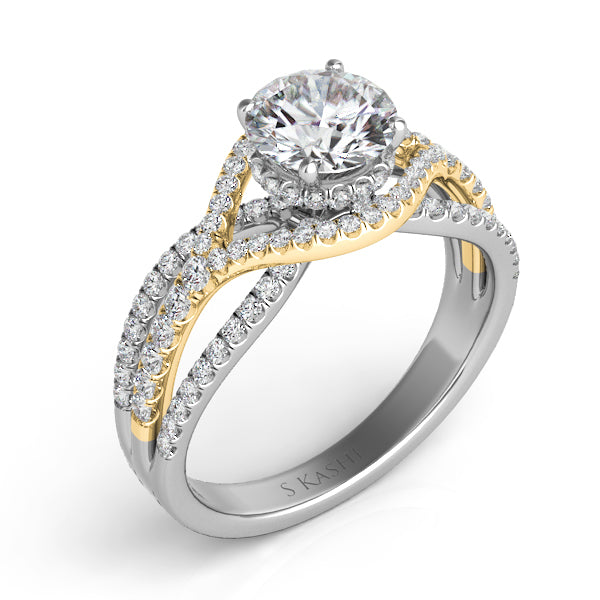 White & Yellow Gold Engagement Ring - EN7592-1RDYW