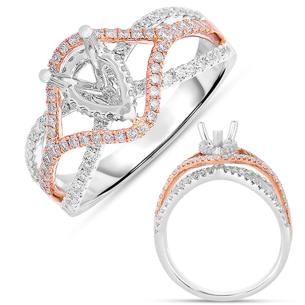 White & Rose Gold Engagement Ring - EN7592-7X5MPSRW