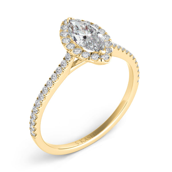 Yellow Gold Halo Engagement Ring - EN7599-10X5MYG