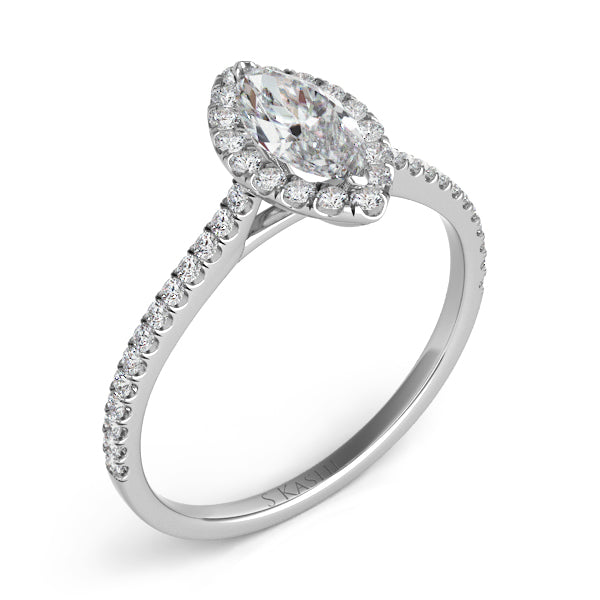 Platinum Halo Engagement Ring - EN7599-12X6MPL