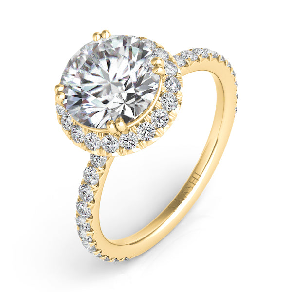 Yellow Gold Halo Engagement Ring - EN7600-125YG